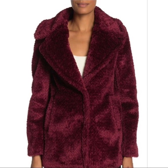 French Connection Faux Fur Notch Collar Coat - Picture 2 of 10